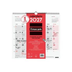 Finocam Neutro Calendario de Pared - Anual 2027 - Mes Vista - Formato L - 340x320mm - Espiral Doble - Papel de 120g/m2 - Espacio