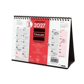 Finocam Neutro Calendario de Sobremesa en Catalan - Anual 2027 - Mes Vista - Formato S - 210x150mm - Espiral Doble - Papel de 12