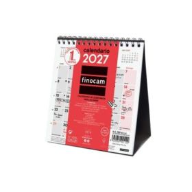 Finocam Neutro Calendario de Sobremesa - Anual 2027 - Mes Vista - Formato XS - 140x150mm - Espiral Doble - Papel de 120g/m2 - Es