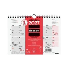 Finocam Neutro Calendario de Pared - Anual 2027 - Mes Vista - Formato S - 210x150mm - Espiral Doble - Papel de 120g/m2 - Espacio