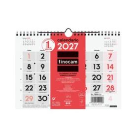 Finocam Neutro Calendario de Pared - Anual 2027 - Mes Vista - Formato S - 210x150mm - Espiral Doble - Papel de 120g/m2 - Numeros