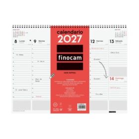 Finocam Neutro Vade Calendario - Anual 2027 - Semana Vista Vertical - 420x310mm - Espiral Doble - Papel de 90g/m2 - Espacio para