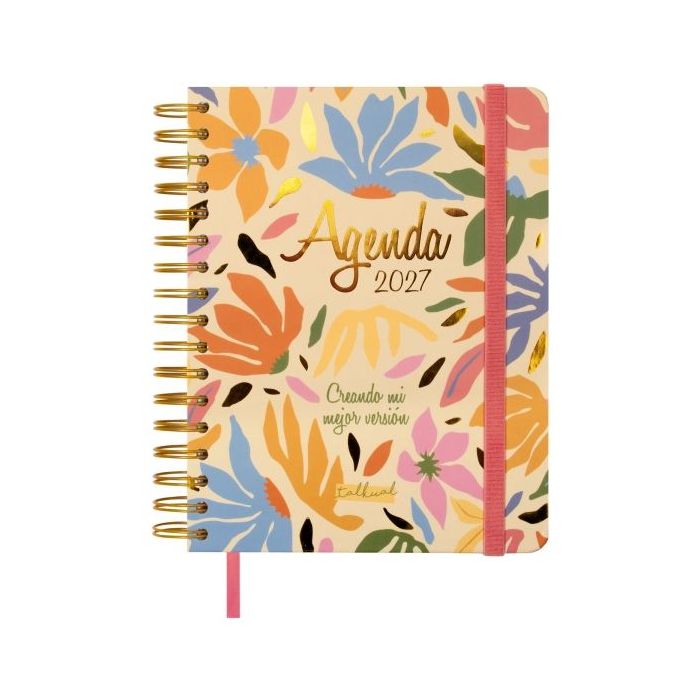 Finocam Talkual Version Agenda - Anual 2027 - Semana Vista Horizontal - 155x217mm - Espiral Doble - Tapa Dura - Goma Elastica -