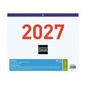 Finocam Calendario Faldilla - Anual 2027 - Mes Vista - Formato F43 - 300x247mm - Papel de 80g/m2 Microperforado - Espacio para E