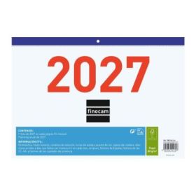 Finocam Calendario Faldilla - Anual 2027 - Mes Vista - Formato F93 - 300x210mm - Papel de 80g/m2 Microperforado - Numeros Grande