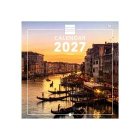 Finocam Venecia Calendario de Pared Internacional - 16 Meses 26/27 - Mes Vista - 180x180mm - Papel de 170g/m2 - Imagenes Tematic