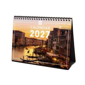Finocam Venecia Calendario de Sobremesa Internacional - 16 Meses 26/27 - Mes Vista - Formato S - 210x150mm - Espiral Doble - Pap