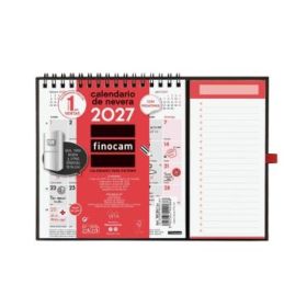 Finocam Neutro Calendario con Iman - Anual 2027 - Mes Vista - Formato XS - 140x150mm - Base 220x160mm - Espiral Doble - Papel de