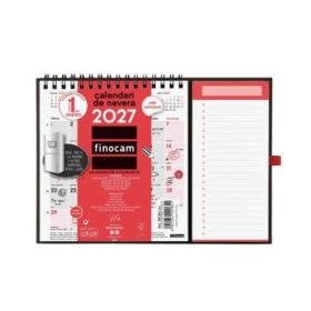Finocam Neutro Calendario con Iman en Catalan - Anual 2027 - Mes Vista - Formato XS - 140x150mm - Base 220x160mm - Espiral Doble