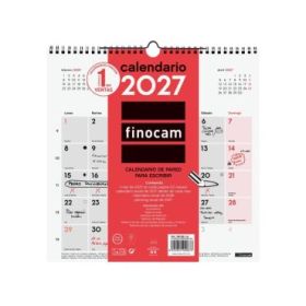 Finocam Neutro Calendario de Pared - Anual 2027 - Mes Vista - 300x300mm - Espiral Doble - Papel de 120g/m2 - Espacio para Escrib