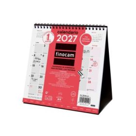 Finocam Neutro Calendario de Sobremesa - Anual 2027 - Mes Vista - Formato S - 190x190mm - Espiral Doble - Papel de 150g/m2 - Esp