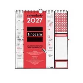 Finocam Neutro Calendario de Pared - Anual 2027 - Mes Vista - 300x340mm - Espiral Doble - Papel de 140g/m2 - Espacio para Escrib