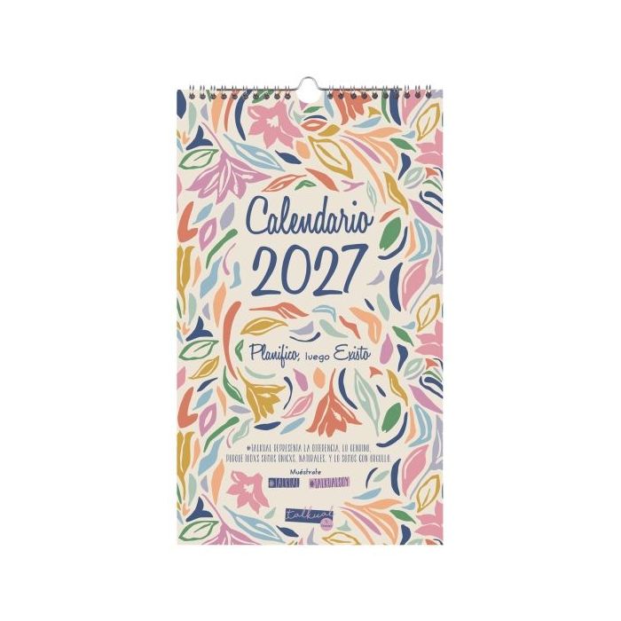 Finocam Talkual Calendario de Pared - Anual 2027 - Mes Vista - 210x360mm - Espiral Doble - Papel de 135g/m2 - Espacio para Escri