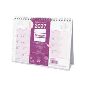 Finocam Trendy Chic Calendario de Sobremesa - Anual 2027 - Mes Vista - Formato S - 210x150mm - Espiral Doble - Papel de 120g/m2