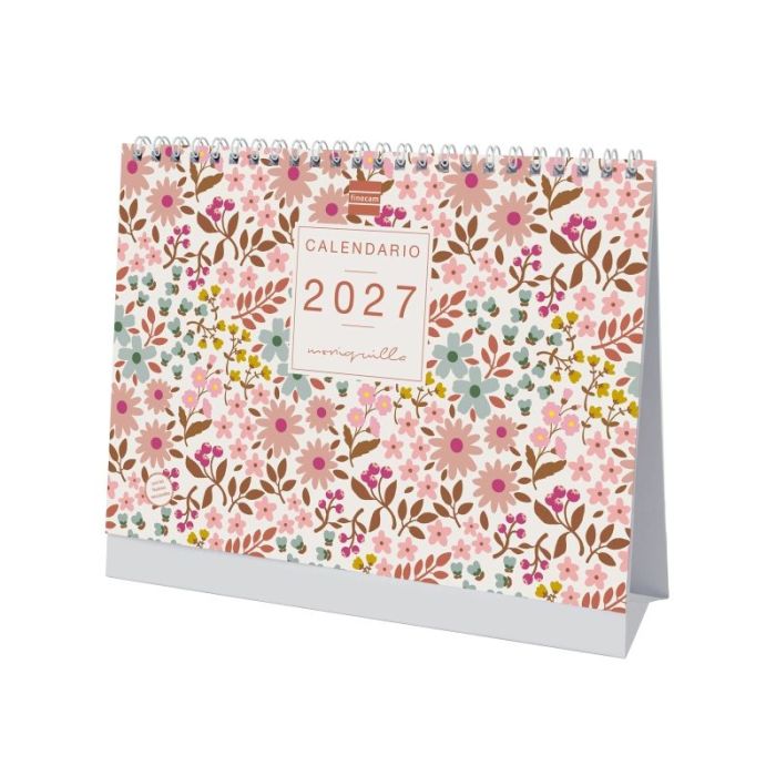 Finocam Moniquilla Calendario de Sobremesa - Anual 2027 - Mes Vista - Formato S - 210x150mm - Espiral Doble - Papel de 170g/m2 -