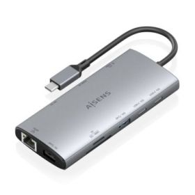 Aisens USB-C Dock 10 en 1 - USB-C a 1xHDMI - 1xDisplayport - 1xRJ45 - 1xUSB-A 5G - 2xUSB-C 10G - 1xUSB-C PD 100W - 1xSD - 1xMicr