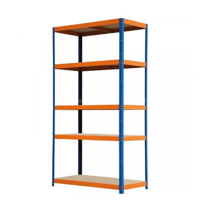 Blim Estanteria Metalica - 5 Baldas - 175kg por Balda - Montaje sin Tornillos - Tableros MDF - Pintura en Polvo - Anticorrosion