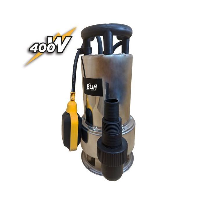 Blim Bomba Sumergible para Aguas Sucias - Potencia 400W - Caudal 10.000L/h - Elevacion 5.5m - Solidos 30mm - IPX8 - Flotador Aut