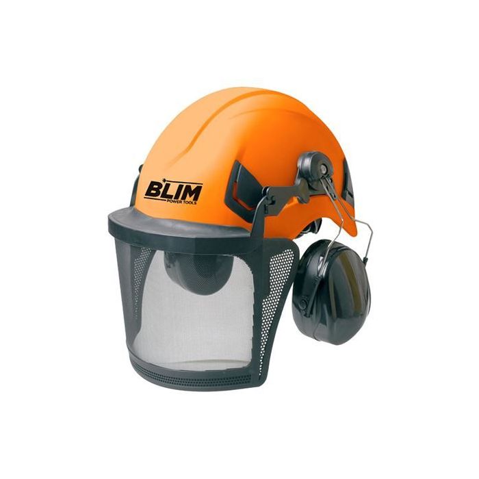 Blim Casco de Seguridad - Visera Protectora - Proteccion Auditiva 25dB - ABS - Talla 53-64cm - Visor de Malla Metalica - Ajuste