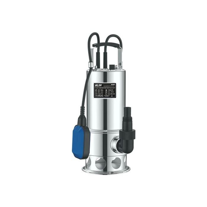 Blim Bomba Sumergible para Aguas Sucias - Potencia 1HP - Solidos hasta 8mm - IP68 - Monofasica - Velocidad 2850rpm - Proteccion