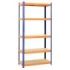 Blim Estanteria Metalica - 5 Baldas - 100kg por Balda - Montaje sin Tornillos - Tableros MDF - Pintura en Polvo - Anticorrosion