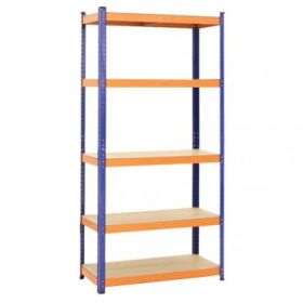 Blim Estanteria Metalica - 5 Baldas - 100kg por Balda - Montaje sin Tornillos - Tableros MDF - Pintura en Polvo - Anticorrosion