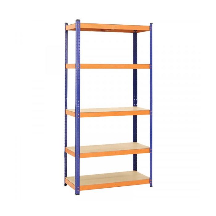 Blim Estanteria Metalica - 5 Baldas - 100kg por Balda - Montaje sin Tornillos - Tableros MDF - Pintura en Polvo - Anticorrosion