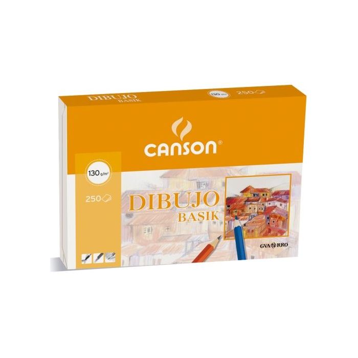 Canson Basik Pack con 250 Hojas de Dibujo A4 21x29.7cm - 130 g/m² - Color Blanco