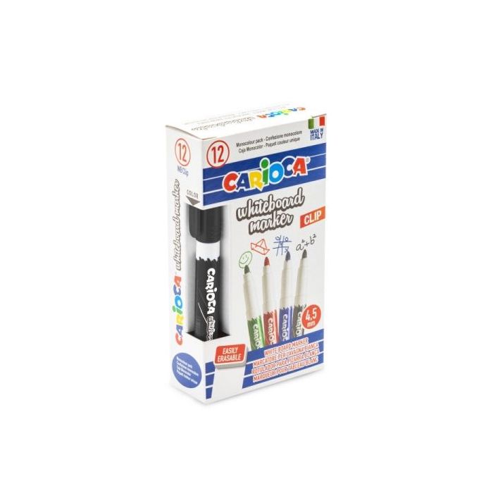 Carioca Rotulador para Pizarra Blanca - Punta de Ø 4.5mm - Tapa con Clip - Se Borra Facilmente - Se Seca Rapidamente - Color Neg