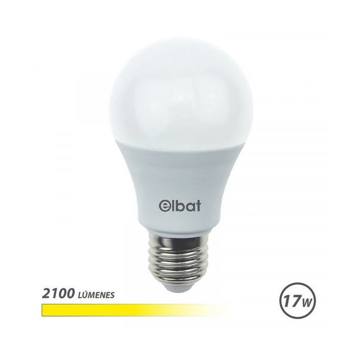 Elbat A65 Bombilla LED - Potencia 17W - Flujo Luminoso 2100lm - E27 - Temperatura de Color 3000K - Luz Calida - Apertura 220º -