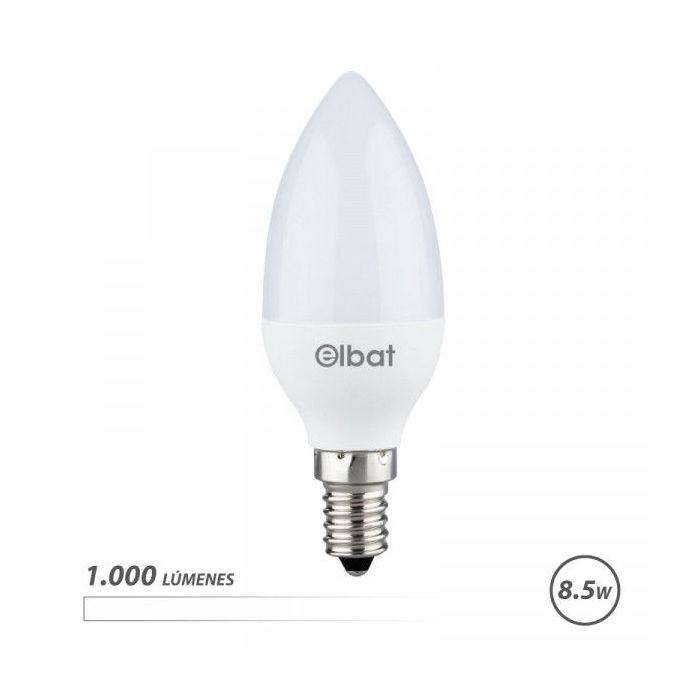 Elbat C37 Bombilla LED - Potencia 8.5W - Flujo Luminoso 1000lm - E14 - Temperatura de Color 4000K - Luz Blanca - Apertura 280º -