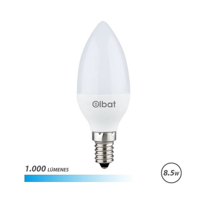 Elbat C37 Bombilla LED - Potencia 8.5W - Flujo Luminoso 1000lm - E14 - Temperatura de Color 6500K - Luz Fria - Apertura 280º - V
