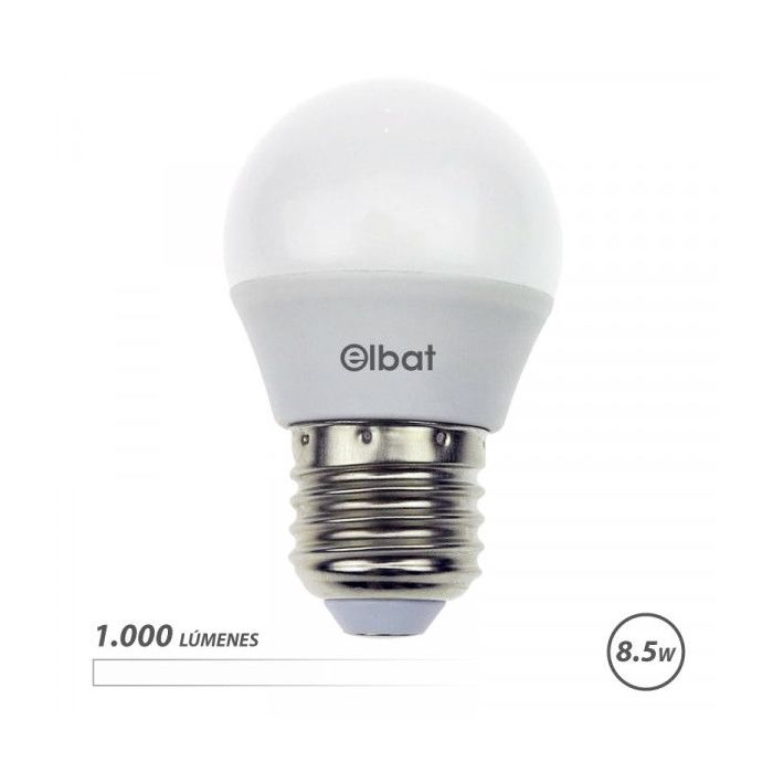 Elbat G45 Bombilla LED - Potencia 8.5W - Flujo Luminoso 1000lm - E27 - Temperatura de Color 4000K - Luz Blanca - Apertura 180º -