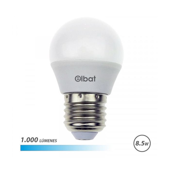 Elbat G45 Bombilla LED - Potencia 8.5W - Flujo Luminoso 1000lm - E27 - Temperatura de Color 6500K - Luz Fria - Apertura 180º - V
