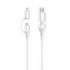 Ewent EC1076 Cable USB-C 4 en 1 - 60W - 2 Metros - USB-C, USB-A, Lightning - Color Blanco