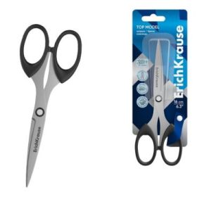 ErichKrause Top Model Tijeras de 16cm - Cuchillas en Forma de Arco - Mangos de Plastico Resistente a Golpes - Afilado Doble - Ac