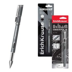 ErichKrause Megapolis Boligrafo con Capuchon - Punta de 0.5mm - Trazo 0.35mm - Tinta de Gel - Resistente al Agua - Secado Rapido