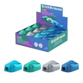 ErichKrause Charm Ice Metallic Expositor con 24 Sacapuntas con Contenedor - Plastico - Cuchilla Niquelada de Acero al Carbono -