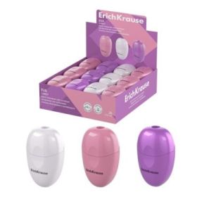ErichKrause Eva Candy Expositor con 24 Sacapuntas con Contenedor - Plastico - Cuchilla Niquelada de Acero al Carbono - Orificio