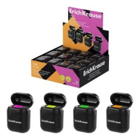 ErichKrause Case Accent Expositor con 24 Sacapuntas con Contenedor - Plastico - Cuchilla Niquelada de Acero al Carbono - Orifici