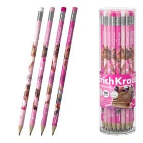 ErichKrause CapyBarbara Lapiz de Grafito con Goma de Borrar - Mina HB - Cuerpo Redondo - Plastico - Agarre Ergonomico - Colores