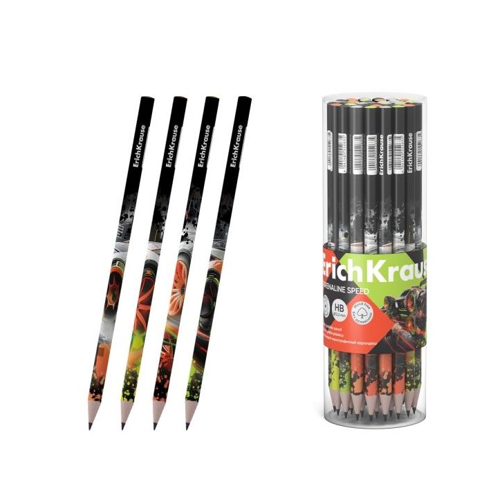 ErichKrause Adrenaline Speed Lapiz de Grafito - Mina HB de 2.2mm - Cuerpo Redondo - Plastico - Colores Surtidos