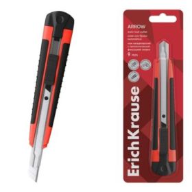 ErichKrause Arrow Cuter con Fijador Automatico - Metalico - Hoja de 9mm de Ancho - Color Rojo