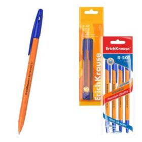 ErichKrause R-301 Stick Orange Pack de 4 Boligrafos con Capuchon - Punta de 0.7mm - Cuerpo Opaco Naranja - Trazo 0.35mm - Color