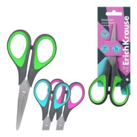 ErichKrause EasyCut+ Tijeras de 15cm - Mangos de Plastico y Goma Antideslizante - Afilado Doble - Acero Inoxidable - Colores Sur