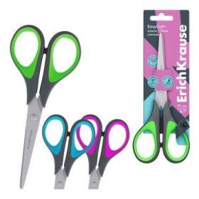 ErichKrause EasyCut+ Tijeras de 17cm - Mangos de Plastico y Goma Antideslizante - Afilado Doble - Acero Inoxidable - Colores Sur