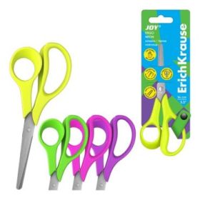 ErichKrause JOY Ergo Tijeras de 14cm para Zurdos - Puntas Redondeadas - Regla de 5cm en la Hoja - Mangos de Plastico Resistente