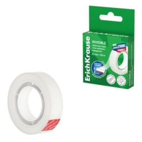 ErichKrause Invisible Cinta Adhesiva - Alta Adhesion - 12mm de Ancho - 20 Metros - Superficie Mate Antideslumbrante - Color Tran