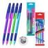 ErichKrause R-301 Stick and Grip Neon Pack de 4 Boligrafos con Capuchon - Modelos Surtidos - Trazo 0.5mm - Zona de Agarre de Gom