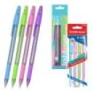ErichKrause R-301 Stick and Grip Spring Pack de 4 Boligrafos con Capuchon - Modelos Surtidos - Trazo 0.35mm - Zona de Agarre de